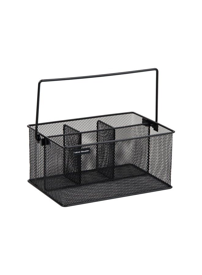 Mind Reader Storage Basket Organizer, Utensil Holder, Forks, Spoons, Knives, Napkins, Perfect for Desk Supplies, Pencil, Pens, Staples Black MESHBASKET-BLK - Image 5